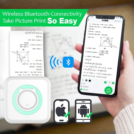 Impressora térmica portátil Bluetooth Gleff de 203dpi, mini impressora de fotos compacta e fácil de usar