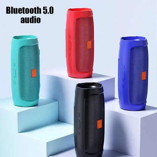 Caixa de som Bluetooth portátil Gleff com design compacto, alto-falantes surround 3D e acabamento moderno.
