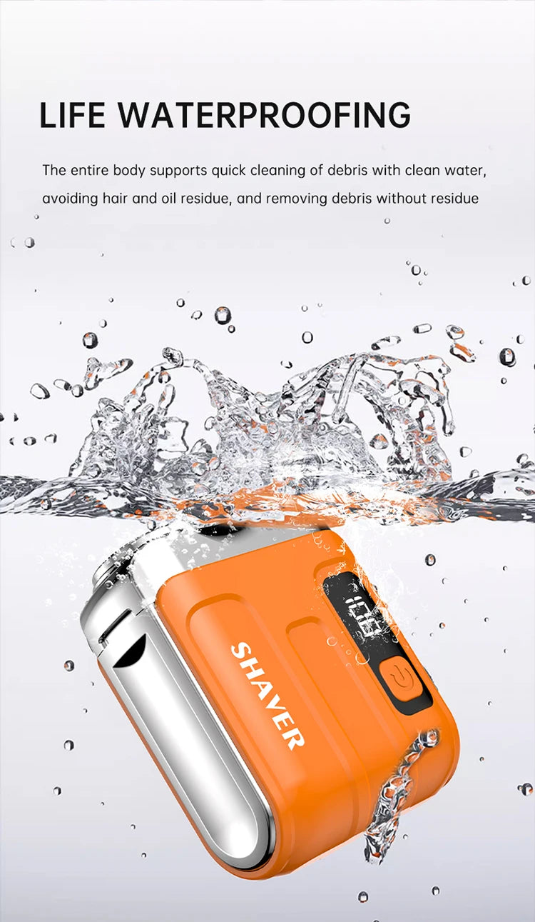 Barbeador elétrico Gleff Smart com display digital, lâminas duplas e recarregável, ideal para uma barba bem feita.