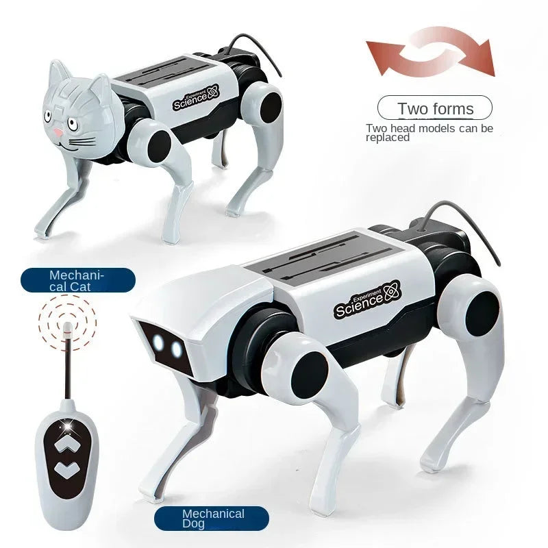 Robô cachorro controle remoto da Gleff com design educativo STEM, detalhes coloridos e partes do brinquedo visíveis na imagem.