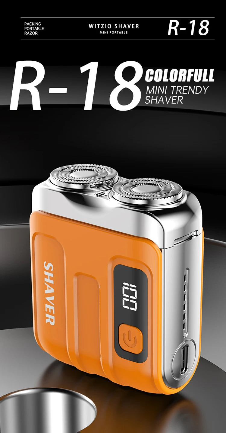 Barbeador elétrico Gleff Smart com display digital, lâmina dupla e recarregável, mostrando cabeças de barbear e painel digital