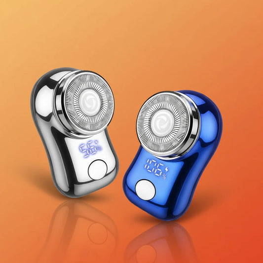 Barbeador elétrico mini portátil Gleff com display digital, para barba e corpo, carregamento via USB Type-C, compacto e prático