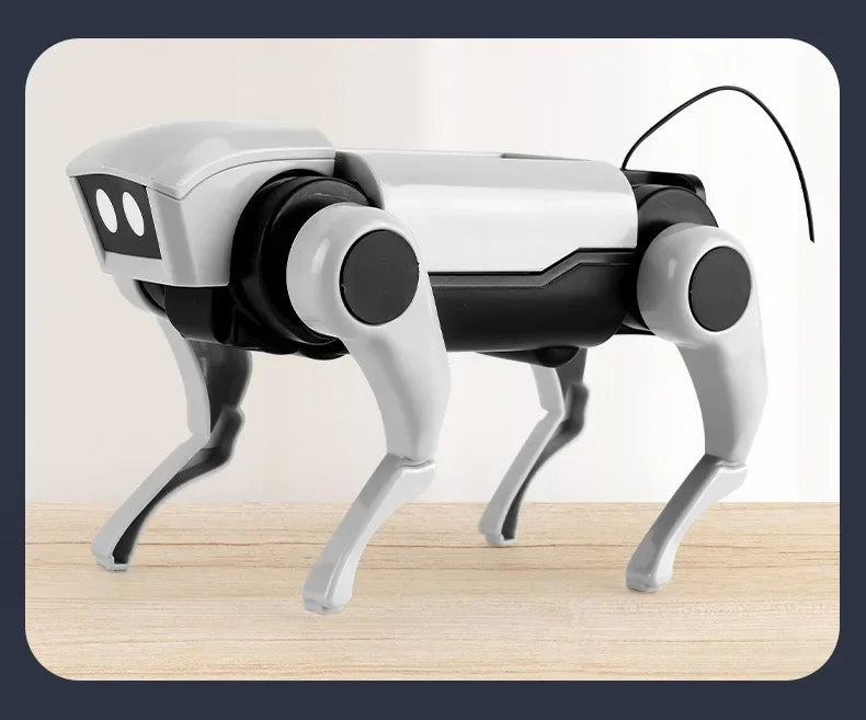 Robô cachorro controle remoto Gleff, brinquedo educativo STEM com detalhes em plástico colorido e controle de funções.