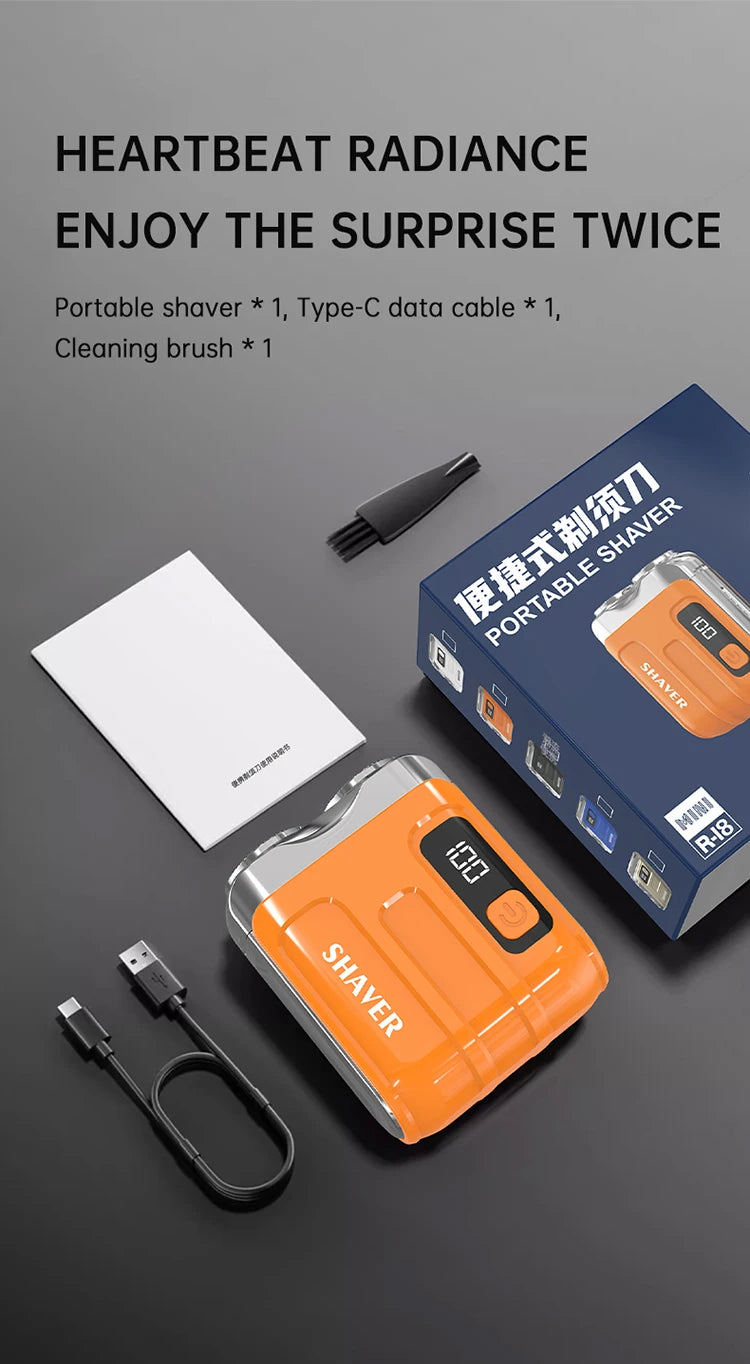 Barbeador elétrico Gleff Smart com display digital, dupla lâmina, recarregável e portátil para barbear preciso.