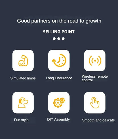 Robô cachorro controle remoto DIY da Gleff, brinquedo educativo STEM com design de cão em cores vibrantes e detalhes lúdicos.