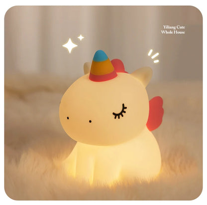 Luminária de silicone em forma de coelho com luz LED touch, recarregável, ideal para decoração infantil.