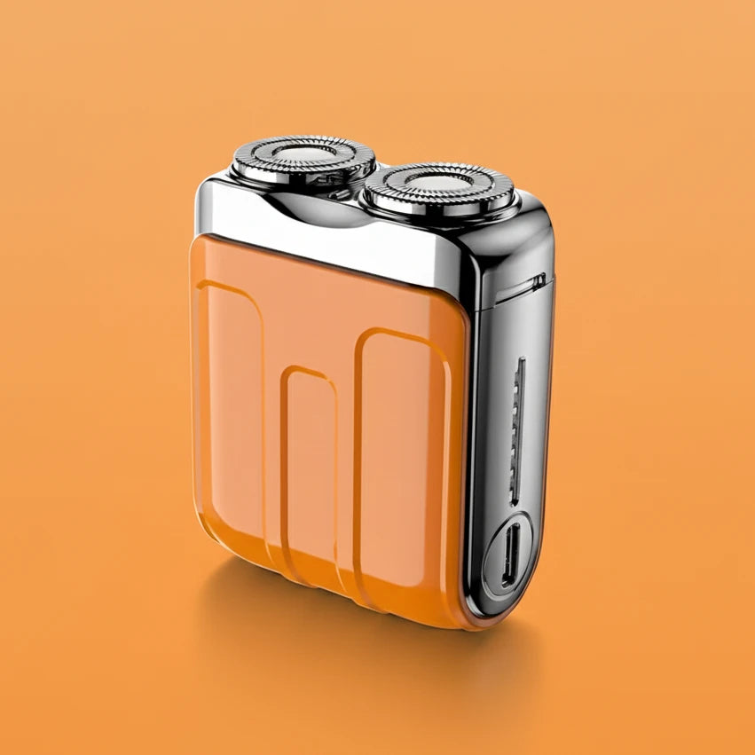 Barbeador elétrico Gleff Smart com display digital, dupla lâmina, recarregável e compacto para uma barba precisa.