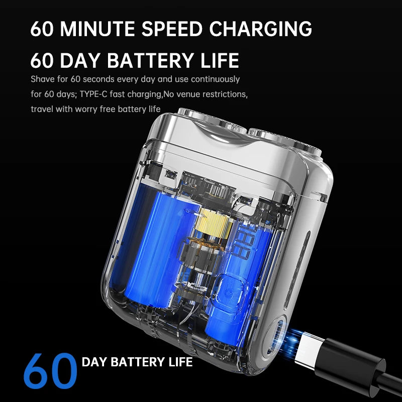 Barbeador elétrico Gleff Smart com display digital, dupla lâmina e bateria recarregável para barbear rente e confortável