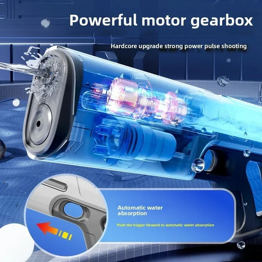 Pistola de água elétrica automática Gleff para diversão no verão, com design colorido e capacidade de spray contínuo.