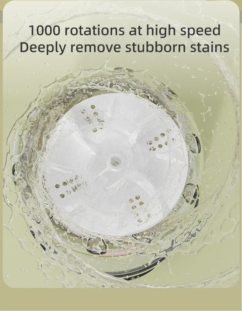 Mini lavadora elétrica portátil Gleff para roupas íntimas e pet, com design wireless e conexão USB, ideal para uso fácil e rápido