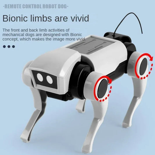 Robô cachorro controle remoto da Gleff, brinquedo educativo STEM, com design de cachorro e funções interativas.