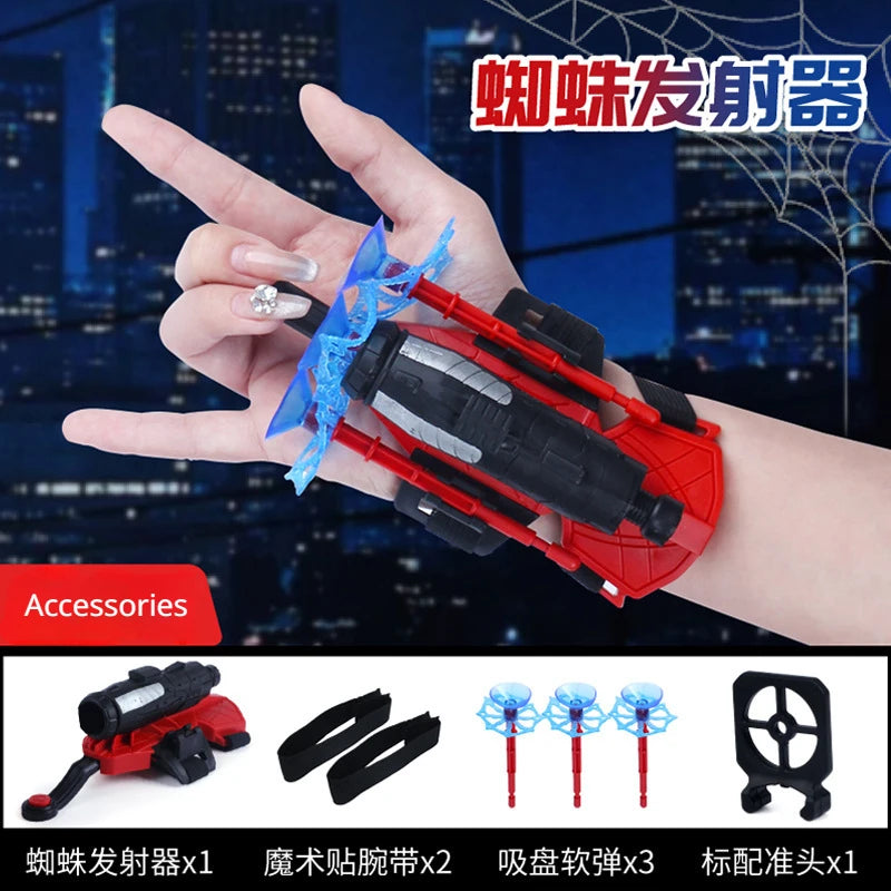 Lançador Spider-Man Disney Gleff com pistola de dardos rotativa, ideal para brinquedos e presentes infantis, em cores vibrantes