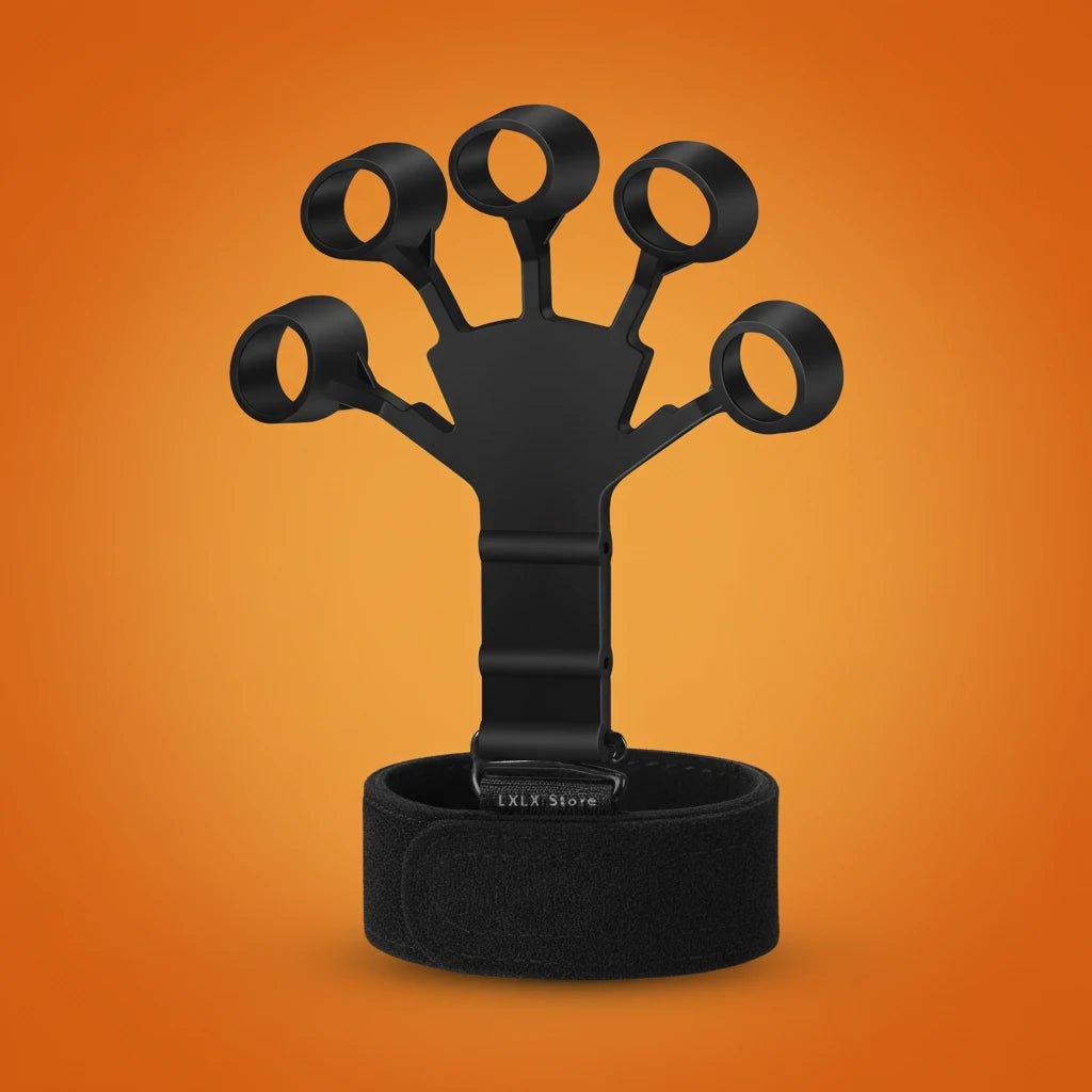 Aparelho de resistência para mãos Gleff, exercitador de dedos com ajuste de 6 níveis, ideal para fortalecimento muscular e dedos de guitarra.