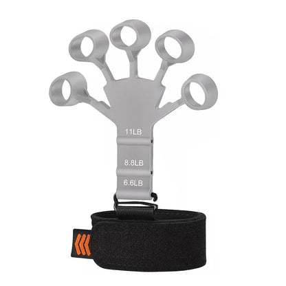 Aparelho de fortalecimento de mãos Gleff com resistência ajustável de 6 níveis, ideal para exercícios de dedos e guitarra.