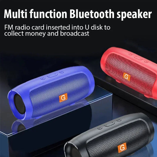 Caixa de som Bluetooth portátil Gleff com som surround 3D potente e design compacto, ideal para áudio de alta qualidade.