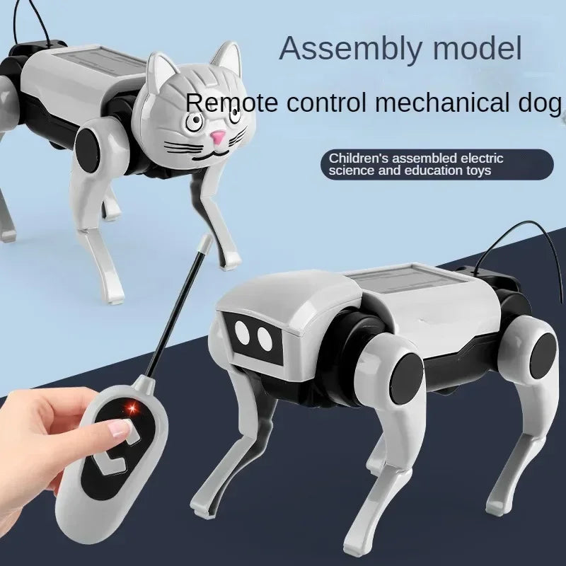 Robô cachorro controle remoto DIY Gleff com detalhes coloridos, brinquedo educativo STEM para crianças, em fundo branco