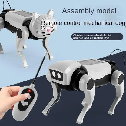 Robô cachorro controle remoto DIY Gleff com detalhes coloridos, brinquedo educativo STEM para crianças, em fundo branco
