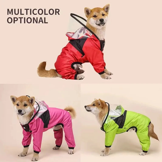 Capa de chuva para cães da Gleff, impermeável com capuz, roupa pet prática e confortável para proteger seu cachorro da chuva