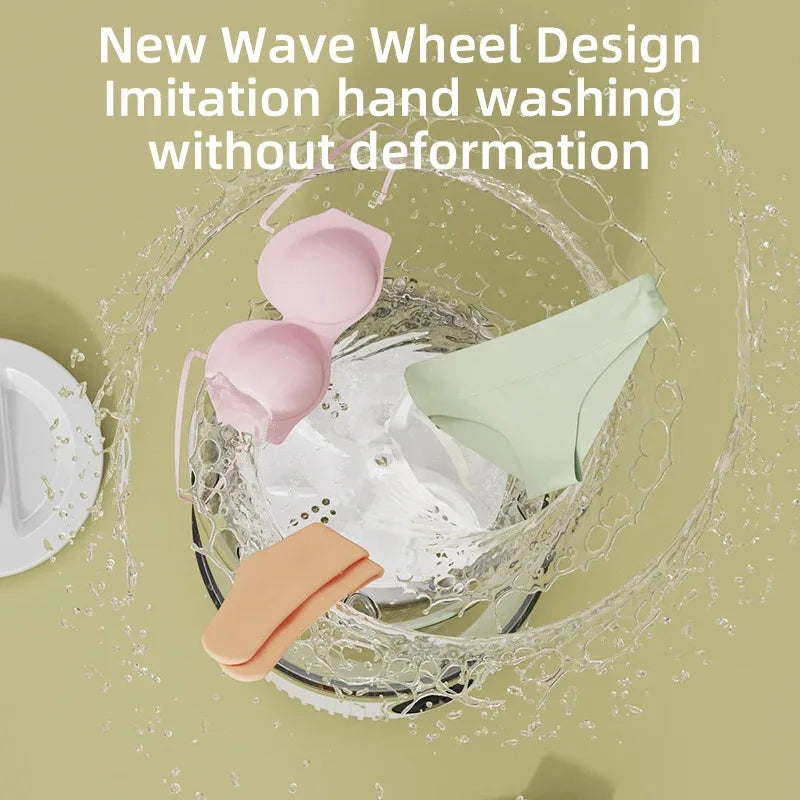 Mini lavadora elétrica portátil Gleff para roupas íntimas e pets, com conexão USB e design wireless compacto.