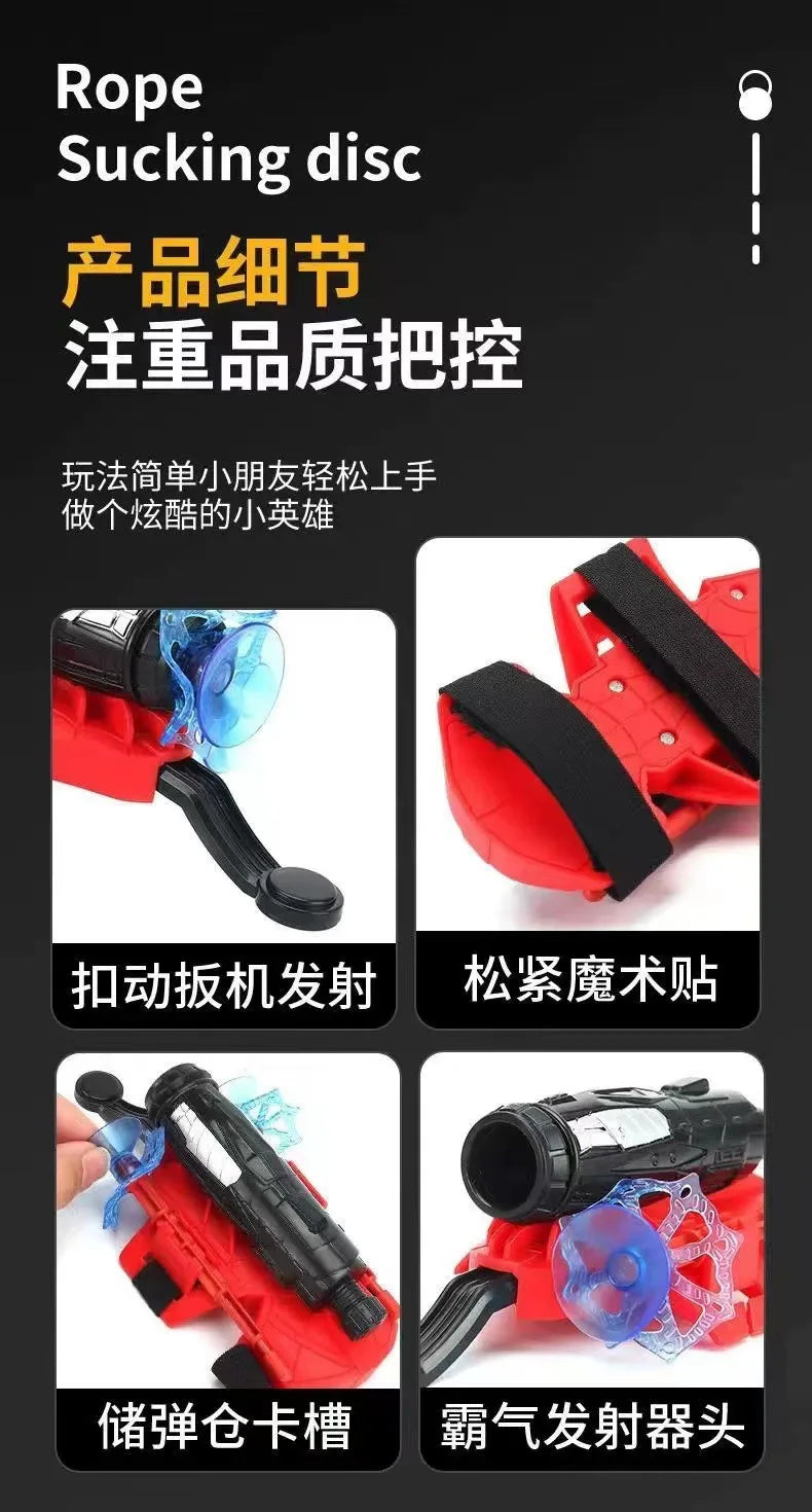 Lançador Spider-Man Disney Gleff com pistola dardos rotativa, ideal para brincadeiras com tema do herói dos quadrinhos.