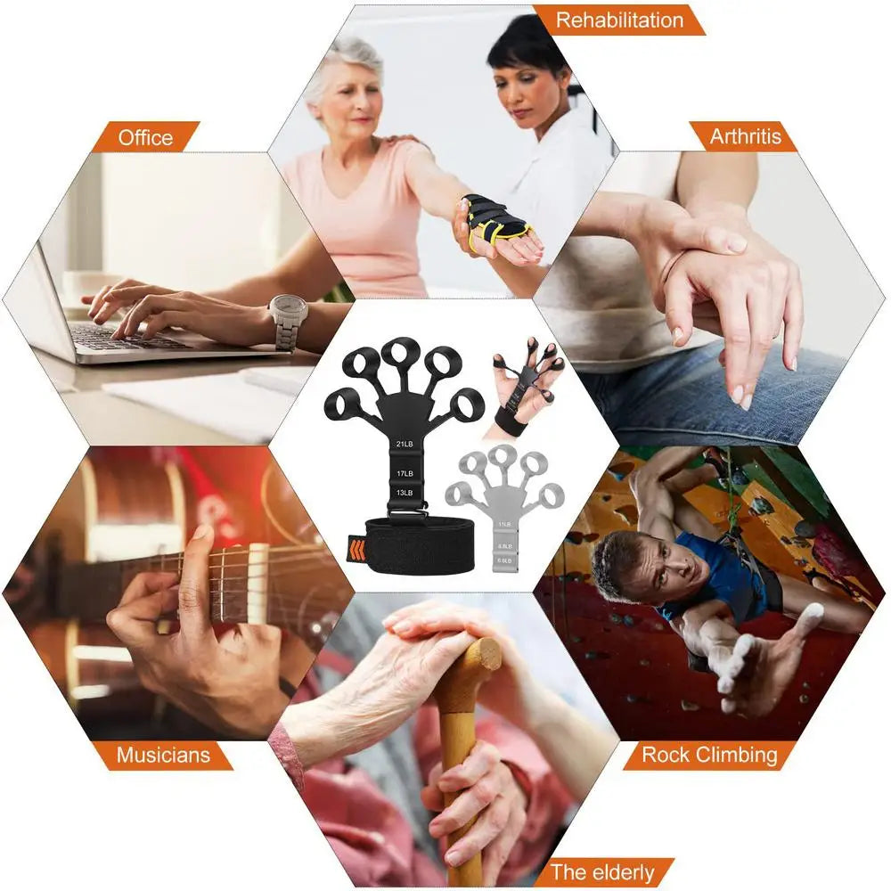 Aparelho de fortalecimento de mãos Gleff com resistência ajustável, ideal para exercícios de dedos e dedos de guitarra.