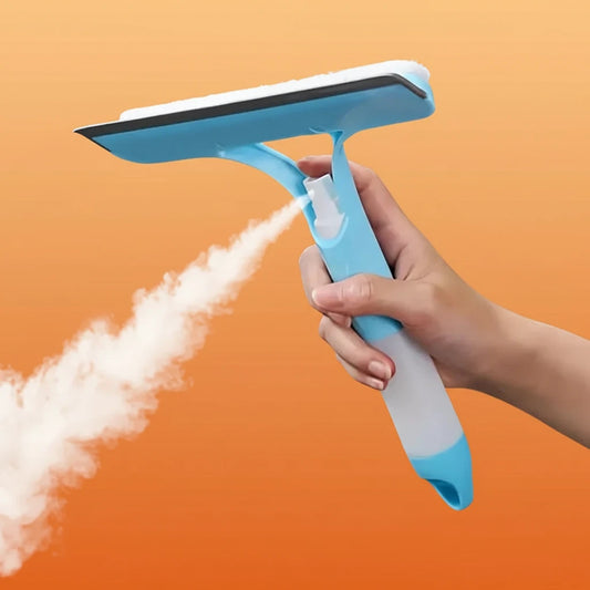 Limpador de vidros 3 em 1 Gleff com borrifador e rodo multifuncional para limpeza eficiente de janelas e superfícies.